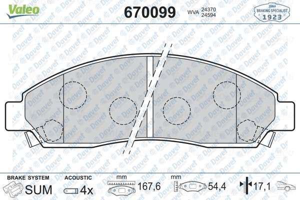 VALEO 670099 On Fren Balatasi  Isuzu D-Max 2.5d/3.0d 02>